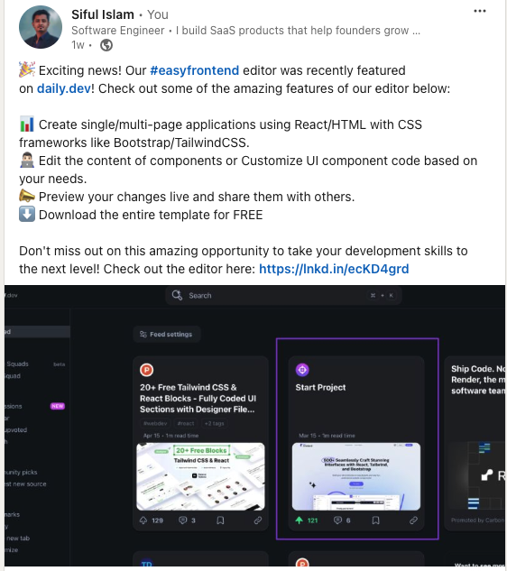 Linkedin easyfronend