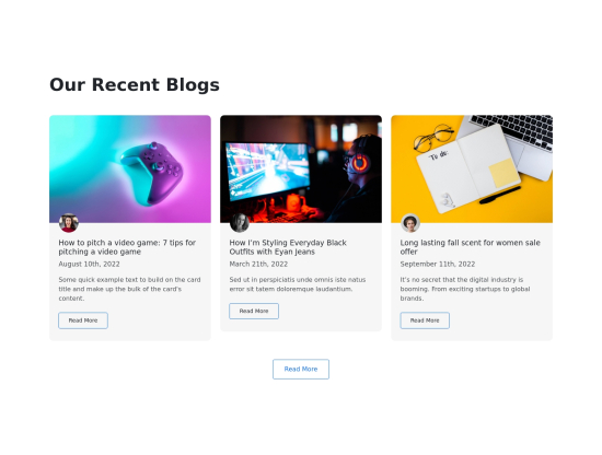 Grid blog section with rounded edge