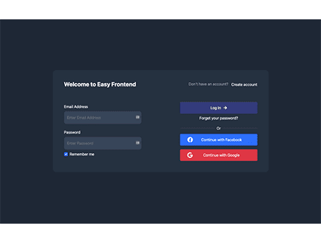 Login form with social login button