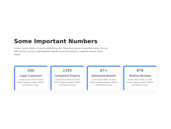 Number cards with blue border, heading, description and hover effects