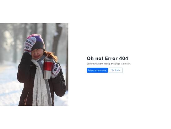 Error 404 with buttons and left aligned image