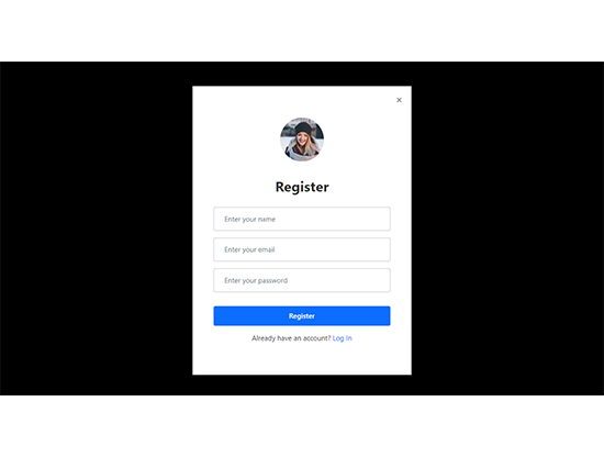 Signup form with rounded user image