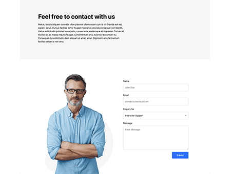 Contact form with personal image and shapes on background