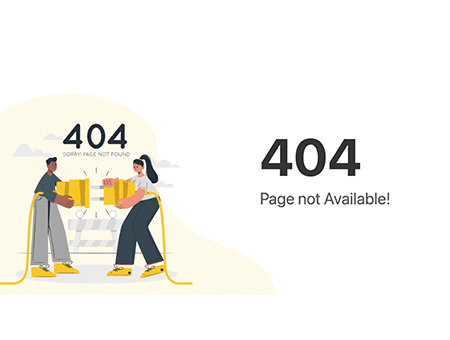 404 page not available with left aligned vector image