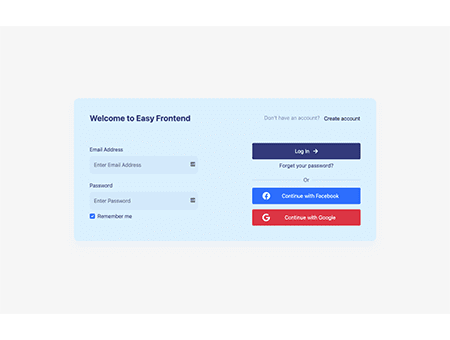 Login form with social login button
