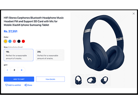 Product quick overview with gray background preview images